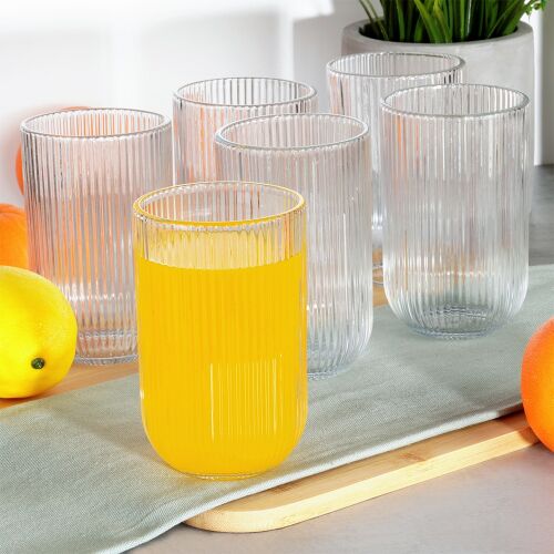 6x Bordázott Pohár Italokhoz, Vízhez és Üdítőkhöz, 400ml-es Pohárkészlet