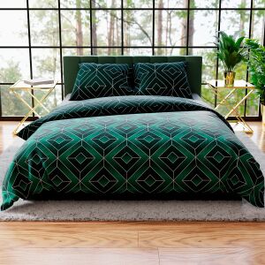 SAPHIRA ágyneműgarnitúra 220x200 cm - szatén pamut, zöld, geometrikus minta 146845268 - Ágynemű - ifjúsági és felnőtt