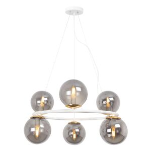 AURA FEHÉR-ARANY FÜGGŐLÁMPA, 6 LAPOS, GRAFIT LÁMPABÚRA E14 146845293 - Lámpa & Világítás