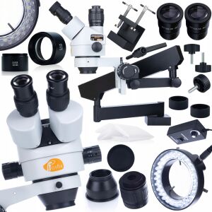 Rosfix Neptune Pro MSNP-T-WDMS1 trinokuláris sztereó mikroszkóp gémes tartóban + 56xLED-es mikroszkóp megvilágító + Rosfix 0,5x mikroszkóplencse