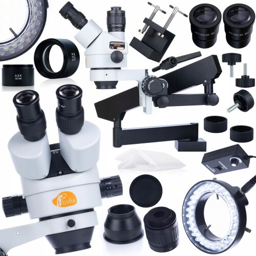 Rosfix Neptune Pro MSNP-T-WDMS1 trinokuláris sztereó mikroszkóp gémes tartóban + 56xLED-es mikroszkóp megvilágító + Rosfix 0,5x mikroszkóplencse 146846346
