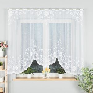 TERESA - Készre varrt jacquard függöny alul kivágással - 300x160 cm - fehér 146847077 - Függöny