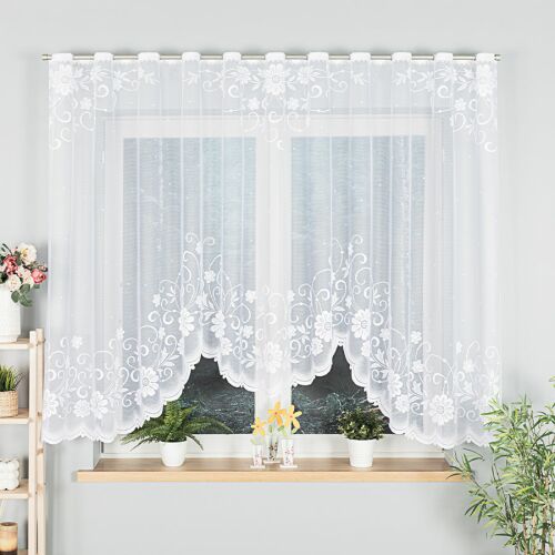 TERESA - Készre varrt jacquard függöny alul kivágással - 300x160 cm - fehér 146847077