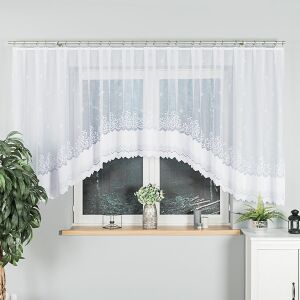 GENOWEFA - Készre varrt jacquard függöny alul kivágással - 450x140 cm - fehér 146847174 - Függöny