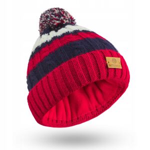 BCDZ-P2 PIROS Gyerek csíkos sapka TÉLI