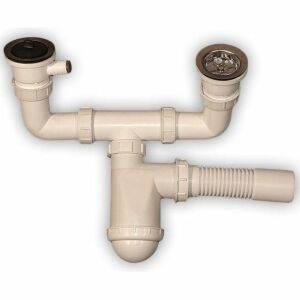 2 KAMRÁS MOSOGATÓ SZIFON - FÉM SZŰRŐ JOBB OLDALI KIFUTÓVAL - HJ/S2009