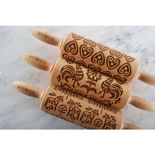 MoodForWood Fa Sodrófa 25 cm Fogantyúkkal, 3 Darabos Készlet, Gravírozott, Sütéshez Tökéletes - Népművészeti Minta 146847810