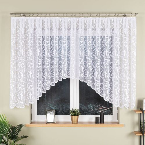 LEOKADIA - Készre varrt jacquard függöny alul kivágással - 450x135 cm - fehér 146847939