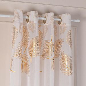 MARIETTA Készre varrt függöny fűzőlyukakkal és pórázzal, szélesség 140cm x magasság 250cm, szín 004 fehér, arany díszítéssel 146848623 - Függöny