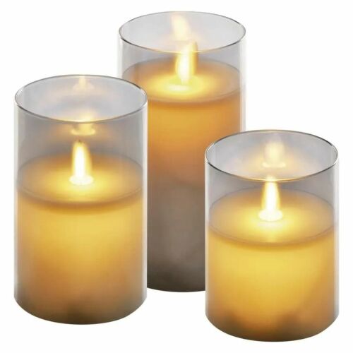 LED dekoráció - 3x viaszgyertya üvegben, 6x AAA, meleg fehér, időzítő 146849462