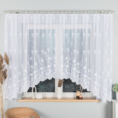 MARZENA - Készre varrt jacquard függöny alul kivágással - 500x160 cm - fehér