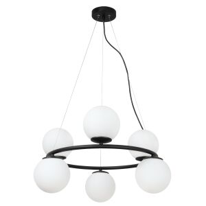 AURA FEKETE FÜGGŐLÁMPA 6 LAPOS FEHÉR LÁMPABÚRÁVAL E14 146851571 - Lámpa & Világítás