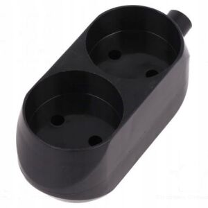 Hordozható dupla aljzat földelés nélkül 2x2P fekete