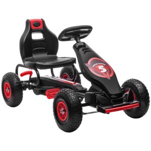 HOMCOM Gyerek Gokart 5-12 Éveseknek Pedálokkal, Állítható Üléssel, Lengéscsillapítóval, Kézifékkel, Piros 146853911 - Gokart