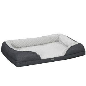 PawHut Párnázott Kutyafekhely Kivehető és Mosható Párnával, Csúszásgátló Aljjal, 120x80x22 cm, Szénszürke 146854086 - PawHut