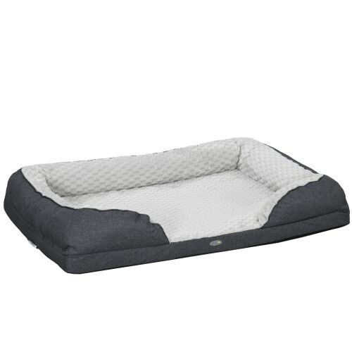 PawHut Párnázott Kutyafekhely Kivehető és Mosható Párnával, Csúszásgátló Aljjal, 120x80x22 cm, Szénszürke 146854086