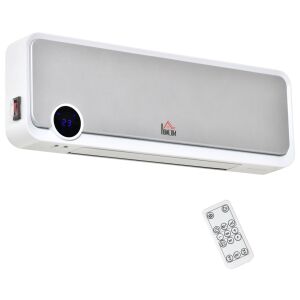 HOMCOM fali ventilátoros fűtőtest 3 üzemmóddal, 12 órás időzítővel és 30°-os oszcillációval, 56x18,5x11,7 cm, ezüst 146854235 - Medence kiegészítő