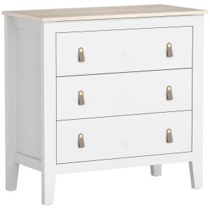 HOMCOM Fiókos Komód Fehér Műbőr Fogantyúkkal 146854278 - Nappali bútor