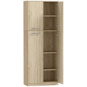 HOMCOM Dulap Minimalist cu 2 Compartimente și Rafturi Reglabile, din Lemn Culoare Stejar, 59x31x155 cm 146854351 - Dulapuri cu rafturi