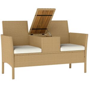 Outsunny kültéri pad összecsukható asztallal és tárolóval, krém és khaki színben 146854700 - Kert