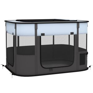 PawHut kisállatketrec 7 ablakkal, 3 ajtóval és 2 tárolózsebbel, poliészterből és acélból, 84x64x53 cm 146855042 - Kutya kennel & Kifutó