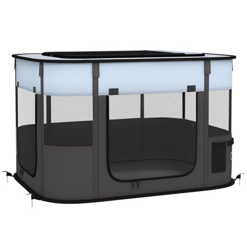 PawHut kisállatketrec 7 ablakkal, 3 ajtóval és 2 tárolózsebbel, poliészterből és acélból, 84x64x53 cm 146855042