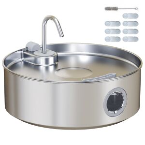 PawHut Macska itatókút 7L LED-del, 30,5x31,2x19,3 cm, Ezüst 146855170 - Állattartás