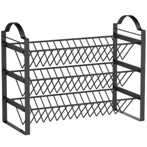 HOMCOM Suport pentru Condimente de Bucătărie cu 3 Rafturi Înclinate din Metal Negru