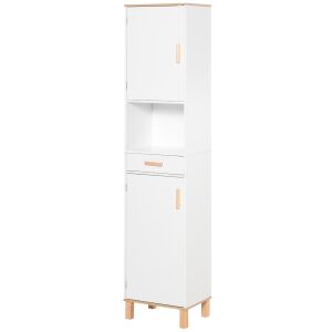 Kleankin helytakarékos, fa oszlop alakú fürdőszobaszekrény, fehér 146855677 - Fürdőszobai polcos elem