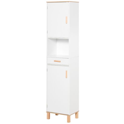 Kleankin helytakarékos, fa oszlop alakú fürdőszobaszekrény, fehér 146855677