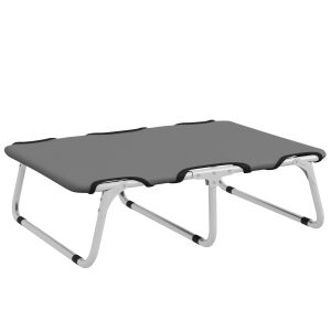 PawHut Összecsukható Fekhely Kistestű Kutyáknak Beltéri és Kültéri Használatra Fémből és Szövetből, 71x58x20 cm, Szürke 146855876 - Állattartás