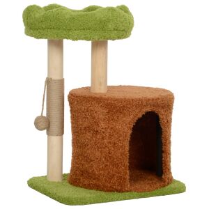 PawHut Macskakaparófa Házikóval, Kisággyal és Játéklabdával, 44x33x61 cm, Zöld 146856202 - PawHut