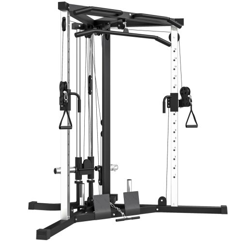SPORTNOW Total Workout Fitness Állomás Húzódzkodórúddal és Súlyzópaddal, Acél, 170x139x200 cm, Fekete