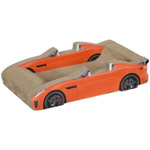 PawHut macska kaparófa autó alakú matt fűbevonattal, hullámkarton, 50x30x12,5 cm, piros 146856761 - PawHut