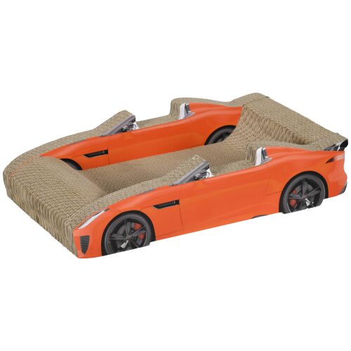 PawHut macska kaparófa autó alakú matt fűbevonattal, hullámkarton, 50x30x12,5 cm, piros 146856761