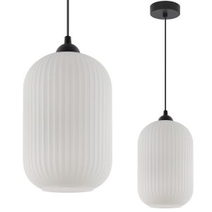 RIFFLE FEKETE FÜGGŐLÁMPA, 1 LAPOS, FEHÉR LÁMPABÚRA, NAGY HENGERES, E27 146857750 - Lámpa & Világítás