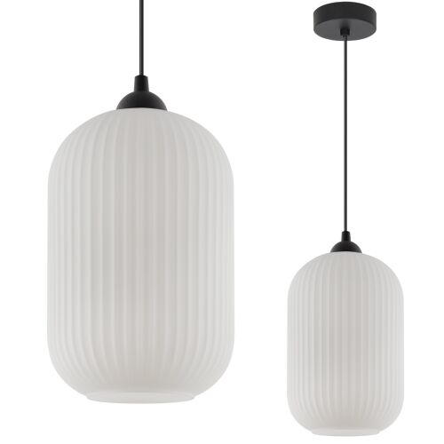 RIFFLE FEKETE FÜGGŐLÁMPA, 1 LAPOS, FEHÉR LÁMPABÚRA, NAGY HENGERES, E27 146857750