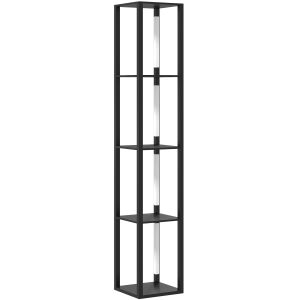 HOMCOM Lampă de Podea cu 4 Rafturi și 3 Luminozități Reglabile 29x29x163cm Negru 146858198 - Lămpi de podea