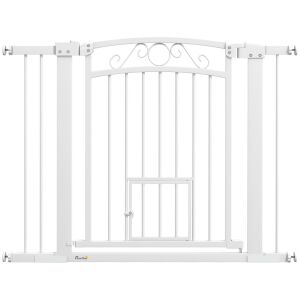 PawHut beltéri kisállatbiztonsági ajtó 76-104 × 77 cm 146858468 - Kisállat ajtó, elkerítő