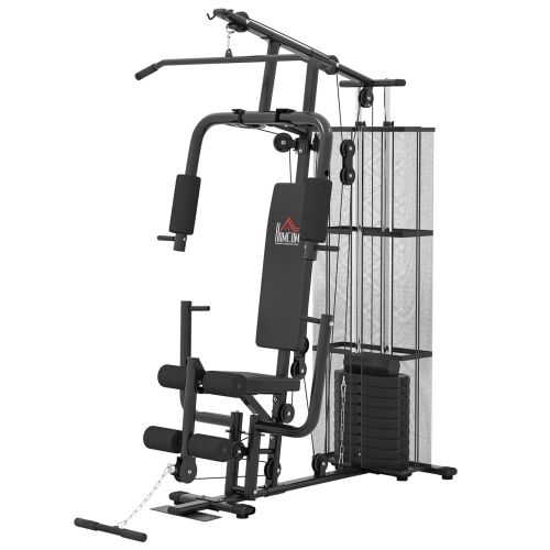 HOMCOM Multifunkcionális Fitneszközpont Edzőterembe és Otthonra, Acél 150x110x210cm Fekete 146858474