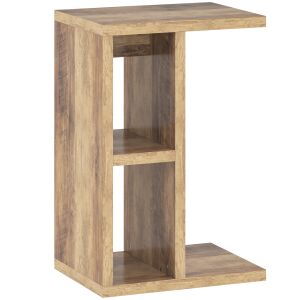 HOMCOM C alakú nappali asztal 3 polccal és 2 rekesszel, barna színben 146858632 - Bútor