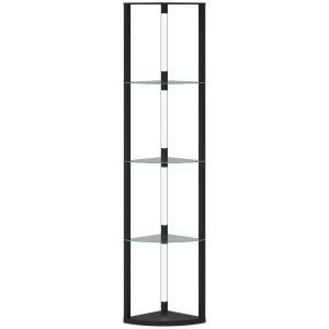 HOMCOM állólámpa 5 polccal és LED lámpával, 3 fényerőszinttel és lábkapcsolóval, fekete 146858846 - Állólámpa