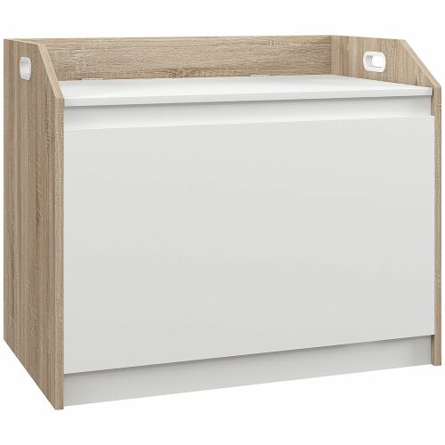 HOMCOM Modern fa pad háttámlával és tárolórekesszel, 62.4x40x51.5 cm, Fehér 146859549