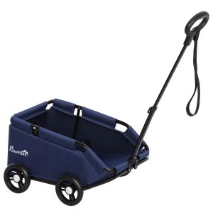 PawHut Összecsukható Babakocsi Kistestű Kutyáknak 45°-os Bejárattal, Táskával és Párnával, 53x45x28 cm, Kék 146859651 - PawHut