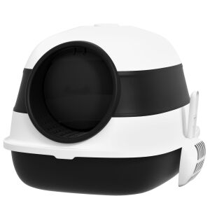 PawHut macskaalom doboz fedéllel, adagolóval és dezodorral, 52x41x38 cm, fekete 146860247 - PawHut