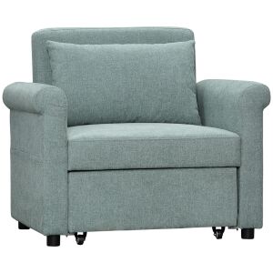 HOMCOM Egyszemélyes ágyas fotel állítható háttámlával, 4 zöld pozícióban 146860301 - Nappali bútor