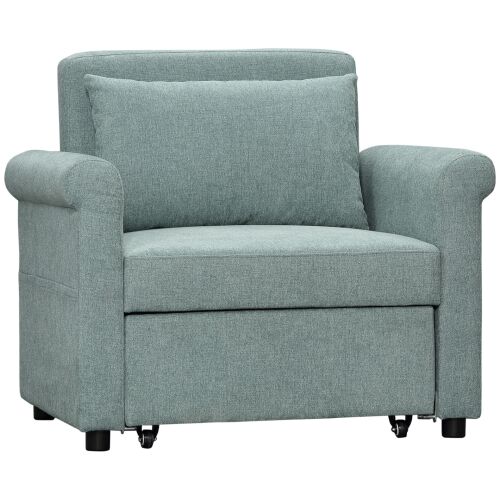 HOMCOM Egyszemélyes ágyas fotel állítható háttámlával, 4 zöld pozícióban 146860301