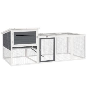 PawHut tyúkól 2-4 tyúknak, keltetőfészek vízálló tetővel, kivehető tálcával és ajtókkal, 214x101x91,5 cm, szürke 146860527 - Haszonállat tartás