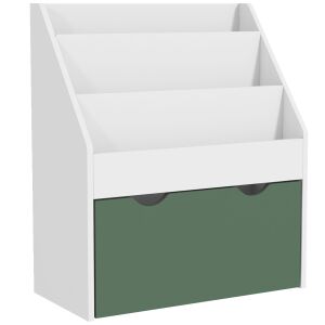 AIYAPLAY könyvespolc 3-8 éves gyermekeknek 3 polccal és alsó fiókkal, MDF-ből készült, 62,5x30x70 cm, fehér és zöld 146861334 - Aiyaplay