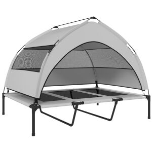 PawHut Emelt Kutyaágy Levehető, 3 Oldali Ponyvaval, Szürke és Fekete 146863004 - PawHut